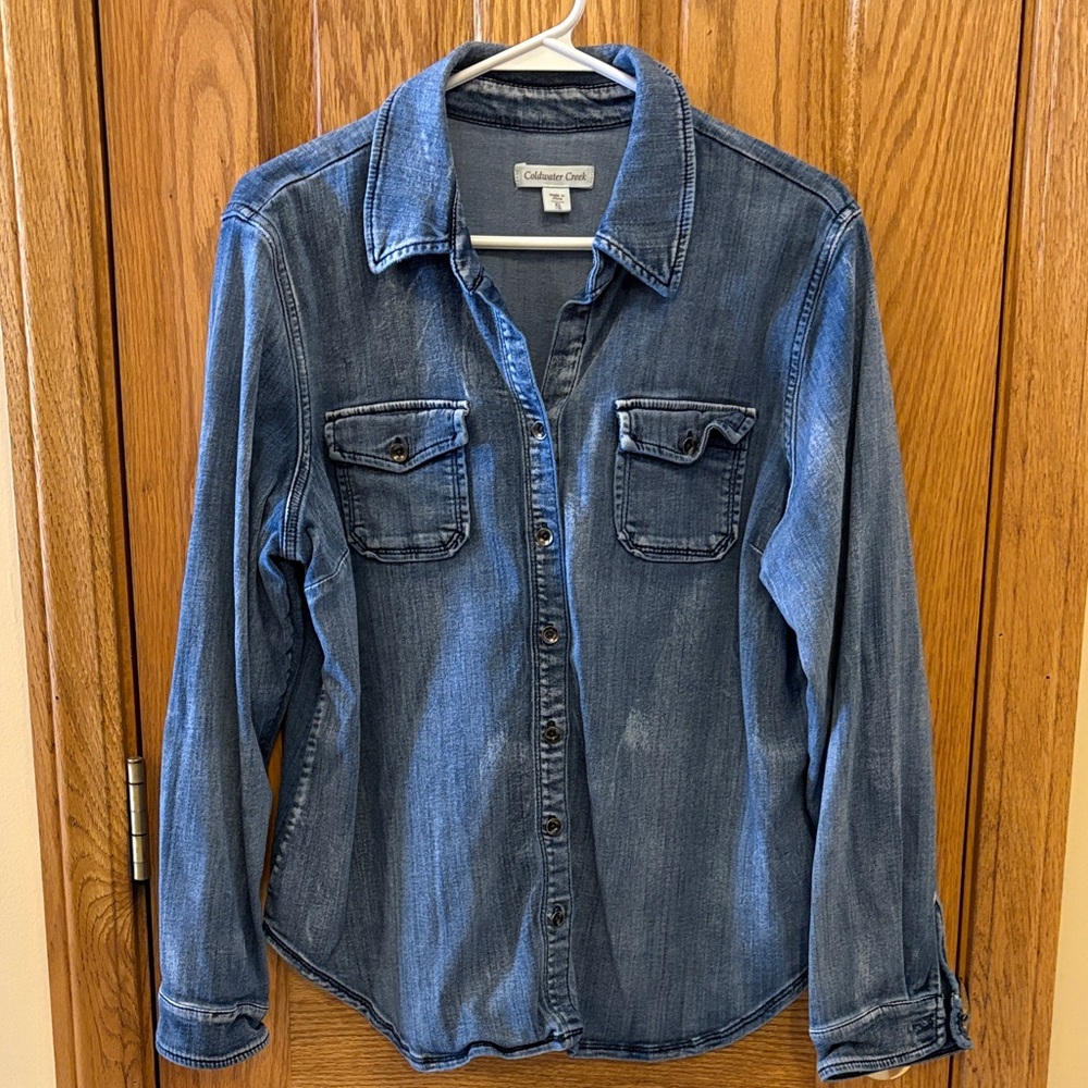Coldwater Creek Indigo Faded Denim Top
